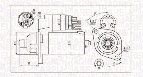 Фото автозапчастини стартер (12В, 1,1кВт) AUDI A1, A3, Q3, TT; SEAT ALTEA, ALTEA XL, CORDOBA, IBIZA III, IBIZA IV, LEON, LEON SC, LEON ST, TOLEDO III; SKODA FABIA I, FABIA II, OCTAVIA II, OCTAVIA III 1.0-3.2 02.02- MAGNETI MARELLI 063721323010