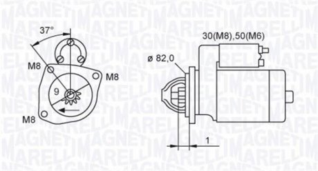 Фото автозапчастини стартер (12В, 2,5кВт) CITROEN JUMPER; FIAT DUCATO; PEUGEOT BOXER 2.3D/2.8D 01.99- MAGNETI MARELLI 063721389010 (фото 1)