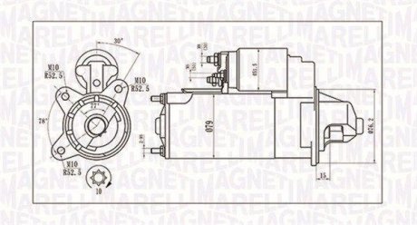 Фото автозапчастини стартер (12В, 2,2кВт) FORD FIESTA, FIESTA IV, FOCUS 1.8D 10.98-03.05 MAGNETI MARELLI 063721396010