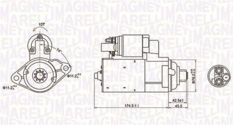 Фото автозапчастини стартер (12В, 1кВт) AUDI A3, TT; SEAT ALTEA, ALTEA XL, LEON, TOLEDO III; Volkswagen EOS, GOLF PLUS, GOLF V, GOLF VI, JETTA III, SCIROCCO, TOURAN 1.4/1.8/2.0 09.04-11.17 MAGNETI MARELLI 063721409010 (фото 1)