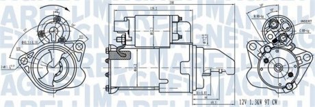 Фото автозапчастини стартер OPEL INSIGNIA A; SAAB 9-3, 9-5 2.0/2.0ALK 03.05-03.17 MAGNETI MARELLI 063721543010 (фото 1)