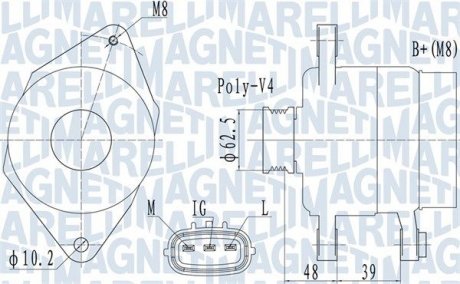 Фото автозапчасти генератор (14В, 70А) TOYOTA YARIS 1.0 04.99-09.05 MAGNETI MARELLI 063731517010