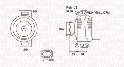 ALTERNATOR 12V OPEL ASTRA/SIGNUM/VECTRA B/C/ZAFIRA 2.0/2.2 GTS SZT MAGNETI MARELLI 063731740010