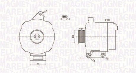 Генератор (14В, 90А) FORD FIESTA V, FUSION; MAZDA 2 1.25/1.4/1.6 11.01-12.12 MAGNETI MARELLI 063731780010