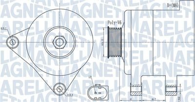 Фото автозапчастини генератор (14В, 150А) VOLVO V70 III; FORD MONDEO IV 2.0D 03.07-12.15 MAGNETI MARELLI 063732000010