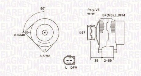 Фото автозапчастини генератор (14В, 140А) AUDI A4 2.7D/3.0D 11.04-03.09 MAGNETI MARELLI 063732002010