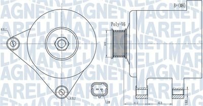 Фото автозапчасти генератор (14В, 120А) CITROEN C5 II, C8; PEUGEOT 307, 308 I, 407, 807, EXPERT TEPEE 1.8-2.2 12.04- MAGNETI MARELLI 063732015010