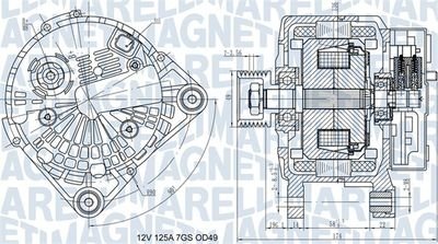 Фото автозапчастини генератор (14В, 120А) RENAULT GRAND SCENIC II, MEGANE II, SCENIC II 1.9D/2.0 11.02- MAGNETI MARELLI 063732058010