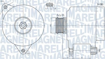 Фото автозапчастини генератор (14В, 120А) KIA PRO CEE'D 1.6D 10.10-09.12 MAGNETI MARELLI 063732133010