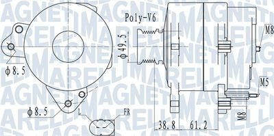 Фото автозапчастини генератор (14В, 110А) AUDI A3; Volkswagen AMAROK, CRAFTER 30-35, CRAFTER 30-50, MULTIVAN V, MULTIVAN VI, TRANSPORTER / CARAVELLE VI, TRANSPORTER V, TRANSPORTER VI 1.4/2.0D 09.07- MAGNETI MARELLI 063732137010