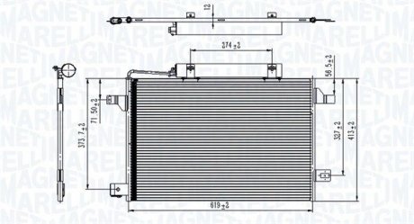 Радиатор кондиционера MERCEDES A (W169) 1.5-2.0D 09.04-06.12 MAGNETI MARELLI 350203745000