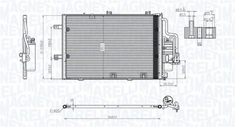 Фото автозапчасти радиатор кондиционера OPEL COMBO TOUR, COMBO/MINIVAN, CORSA C, TIGRA 1.0-1.8 09.00- MAGNETI MARELLI 350203770000