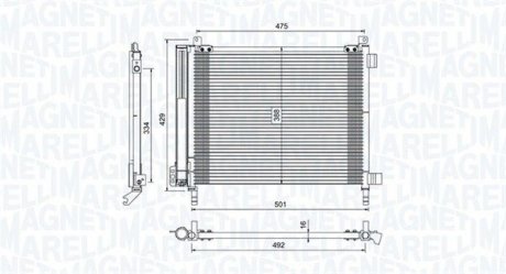Радиатор кондиционера (с осушителем) NISSAN MICRA IV 1.2 05.10- MAGNETI MARELLI 350203793000