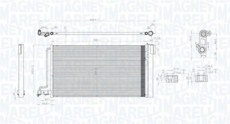 Фото автозапчасти радиатор кондиционера FORD C-MAX II, FOCUS III, GRAND C-MAX 1.6-Electric 07.10- MAGNETI MARELLI 350203796000 (фото 1)