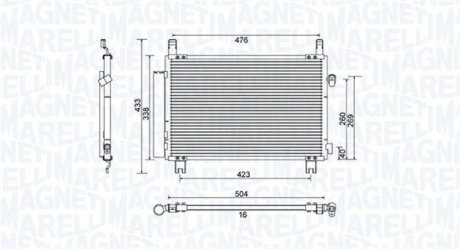 Радіатор кондиціонера (з осушувачем) TOYOTA AURIS, YARIS 1.4D 08.05- MAGNETI MARELLI 350203798000