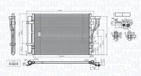 Радиатор кондиционера Hyundai I20 I, IX20; KIA VENGA 1.4/1.4LPG/1.6 09.08- MAGNETI MARELLI 350203805000
