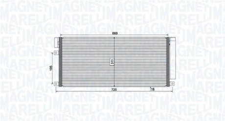 Радиатор кондиционера CHEVROLET TRAX; OPEL MOKKA / MOKKA X 1.4/1.4LPG 06.12- MAGNETI MARELLI 350203806000 (фото 1)