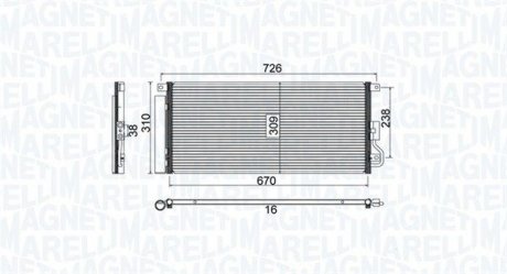 Радиатор кондиционера (с осушителем) CHEVROLET TRAX; OPEL MOKKA / MOKKA X 1.4/1.6D/1.7D 06.12- MAGNETI MARELLI 350203807000