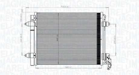 Радиатор кондиционера Volkswagen TIGUAN 1.4-2.0D 09.07-06.20 MAGNETI MARELLI 350203833000