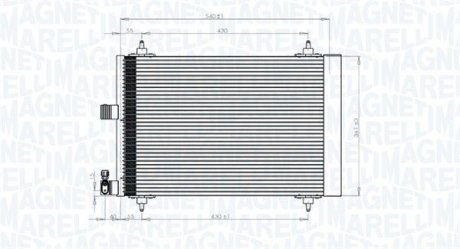 Радиатор кондиционера Citroen C5, C5 II, C5 III, C6; PEUGEOT 407 1.6-3.0 03.04- MAGNETI MARELLI 350203839000 (фото 1)