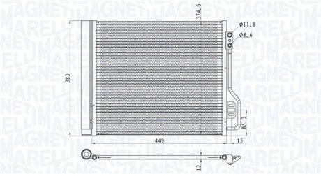 Радіатор кондиціонера SMART FORTWO 0.8D/1.0/Electric 01.07- MAGNETI MARELLI 350203854000