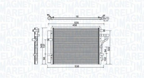 Радиатор кондиционера (с осушителем) KIA PICANTO 1.0/1.0LPG/1.2 05.11- MAGNETI MARELLI 350203981000