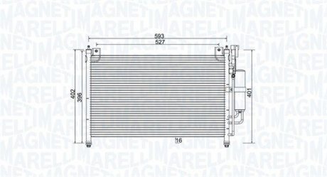 Радиатор кондиционера (с осушителем) MAZDA 2 1.3-1.5 07.07-06.15 MAGNETI MARELLI 350203989000 (фото 1)