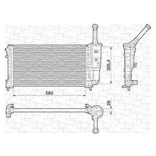 Фото автозапчастини радіатор двигуна FIAT IDEA; LANCIA MUSA, YPSILON 1.4/1.4LPG 10.03- MAGNETI MARELLI 350213011000 (фото 1)