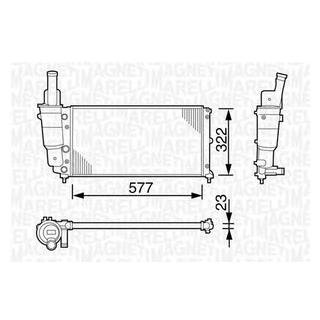 Фото автозапчастини радіатор двигуна (МКПП) FIAT PALIO, PUNTO; LANCIA Y 1.1/1.2 09.93- MAGNETI MARELLI 350213114003 (фото 1)