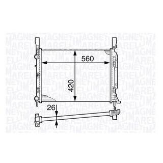 Фото автозапчасти радиатор двигателя (АКПП) MERCEDES CITAN MIXTO (DOUBLE CABIN), CITAN (MPV), CITAN/MINIVAN (W415); RENAULT KANGOO, KANGOO BE BOP, KANGOO EXPRESS 1.2-Electric 06.05- MAGNETI MARELLI 350213142600