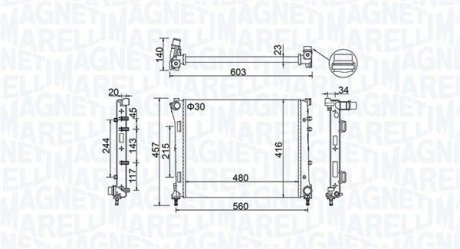 Фото автозапчасти радиатор двигателя (МКПП) FIAT 500, 500 C, PANDA 0.9-1.4 10.07- MAGNETI MARELLI 350213151100