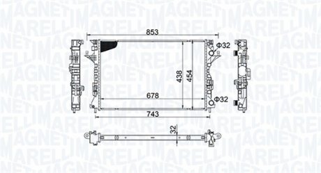 Фото автозапчасти радиатор двигателя RENAULT ESPACE IV, LAGUNA II 1.9D/2.0D/2.2D 03.01- MAGNETI MARELLI 350213152200