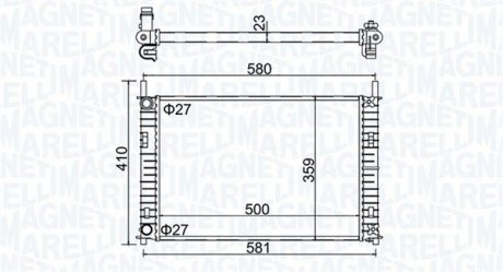 Фото автозапчастини радіатор двигуна (МКПП) FORD FIESTA V, FUSION; MAZDA 2 1.3/1.4D 11.01-12.12 MAGNETI MARELLI 350213152700 (фото 1)