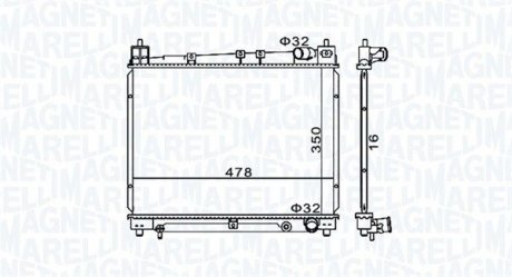 Фото автозапчастини радіатор двигуна (МКПП) TOYOTA YARIS, YARIS VERSO 1.3/1.5 08.99-11.05 MAGNETI MARELLI 350213152900 (фото 1)