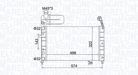 Фото автозапчасти радиатор двигателя (МКПП) FIAT TEMPRA, TIPO; LANCIA DEDRA 1.4-2.0 07.87-07.99 MAGNETI MARELLI 350213154400