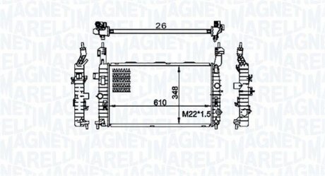 Фото автозапчастини радіатор двигуна OPEL MERIVA A 1.4-1.8 05.03-05.10 MAGNETI MARELLI 350213155800