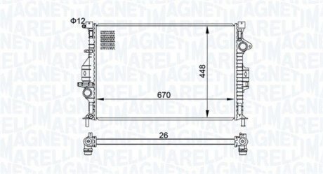 Фото автозапчасти радиатор двигателя VOLVO S60 II, S80 II, V40, V60 I, V70 III; FORD C-MAX II, FOCUS III, GALAXY, GRAND C-MAX, KUGA I, KUGA II, MONDEO IV, S-MAX 1.5-3.0 05.06- MAGNETI MARELLI 350213158700