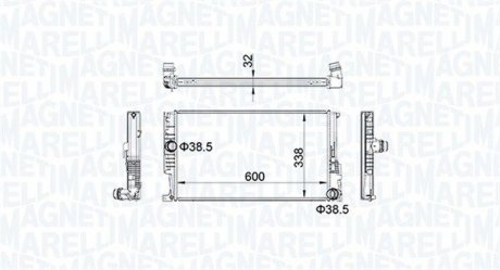 Фото автозапчасти радиатор двигателя BMW 1 (F20), 1 (F21), 2 (F22, F87), 2 (F23), 3 (F30, F80), 3 (F31), 3 GRAN TURISMO (F34), 4 (F32, F82), 4 (F33, F83), 4 GRAN COUPE (F36), I3 (I01) 0.65H-3.0 07.11- MAGNETI MARELLI 350213159600 (фото 1)