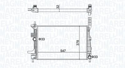 Фото автозапчастини радіатор двигуна FORD C-MAX II, FOCUS III, GRAND C-MAX, KUGA II, TOURNEO CONNECT V408 NADWOZIE WIELKO, TRANSIT CONNECT, TRANSIT CONNECT V408/MINIVAN 1.5/1.5D/1.6D 07.10- MAGNETI MARELLI 350213159700