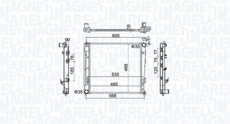 Фото автозапчасти радиатор двигателя (МКПП) HYUNDAI IX35; KIA SPORTAGE III 1.7D/2.0D 01.10- MAGNETI MARELLI 350213160500