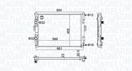 Фото автозапчастини радіатор двигуна RENAULT GRAND SCENIC II, MEGANE II, SCENIC II 1.4-1.9D 11.02- MAGNETI MARELLI 350213160600 (фото 1)