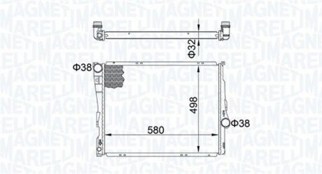 Фото автозапчасти радиатор двигателя (АКПП/МКПП) BMW X3 (E83) 2.0-3.0D 09.03-12.11 MAGNETI MARELLI 350213163600