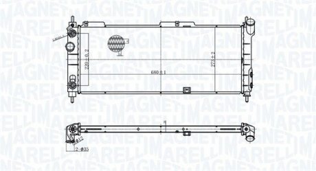 Фото автозапчастини радіатор двигуна OPEL COMBO/MINIVAN, CORSA B, TIGRA 1.2-1.6 03.93-12.02 MAGNETI MARELLI 350213174400