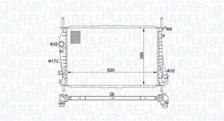 Фото автозапчасти радиатор двигателя FORD MONDEO III 2.0D/2.2D 10.00-03.07 MAGNETI MARELLI 350213177600