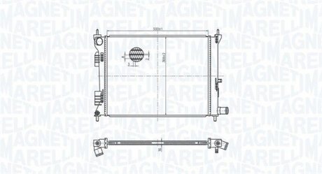 Фото автозапчасти радиатор двигателя (МКПП) HYUNDAI I20 I, VELOSTER; KIA RIO III 1.2-1.6 09.08- MAGNETI MARELLI 350213179500