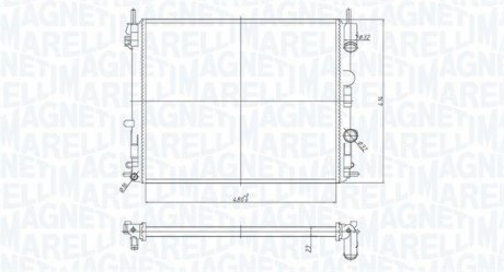 Фото автозапчасти радиатор двигателя DACIA LOGAN; NISSAN KUBISTAR; RENAULT CLIO II, KANGOO, KANGOO EXPRESS, THALIA I, THALIA II 1.2-1.9D 08.97- MAGNETI MARELLI 350213182200