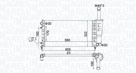 Радиатор двигателя FIAT IDEA; LANCIA YPSILON 1.2/1.4/1.4LPG 10.03- MAGNETI MARELLI 350213183600