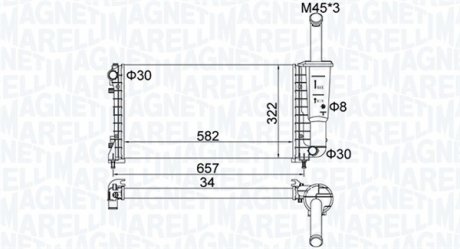 Радиатор двигателя (МКПП) FIAT IDEA; LANCIA MUSA, YPSILON 1.4/1.4LPG 10.03- MAGNETI MARELLI 350213183700