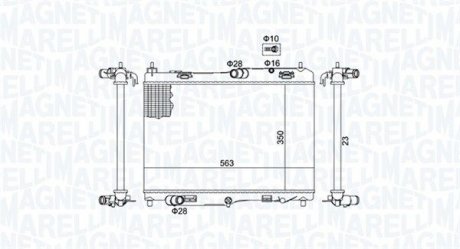 Фото автозапчастини радіатор двигуна FORD B-MAX, ECOSPORT, FIESTA V, FIESTA VI, KA+ III, TOURNEO COURIER B460, TRANSIT COURIER B460, TRANSIT COURIER B460/MINIVAN 1.4D-1.6D 04.07- MAGNETI MARELLI 350213184700