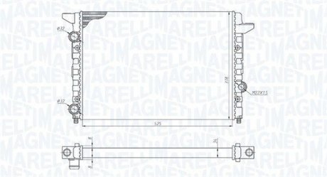 Радіатор двигуна (АКПП/МКПП) Volkswagen PASSAT B3/B4, PASSAT B5 1.6-2.0 02.88-11.00 MAGNETI MARELLI 350213185400 (фото 1)